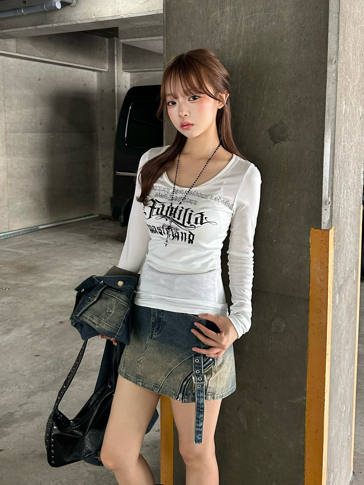 グラデウォッシュデニムミニスカート