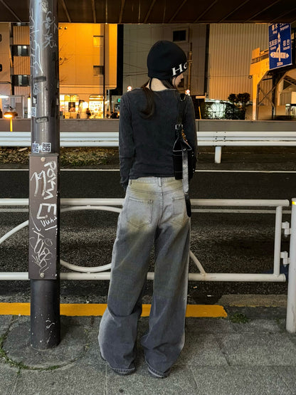 Brown Wash Ring Denim Pants