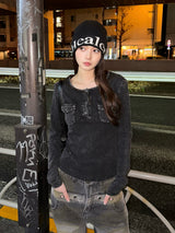 2/12★写真　 水洗亨利领T恤 - 灰色