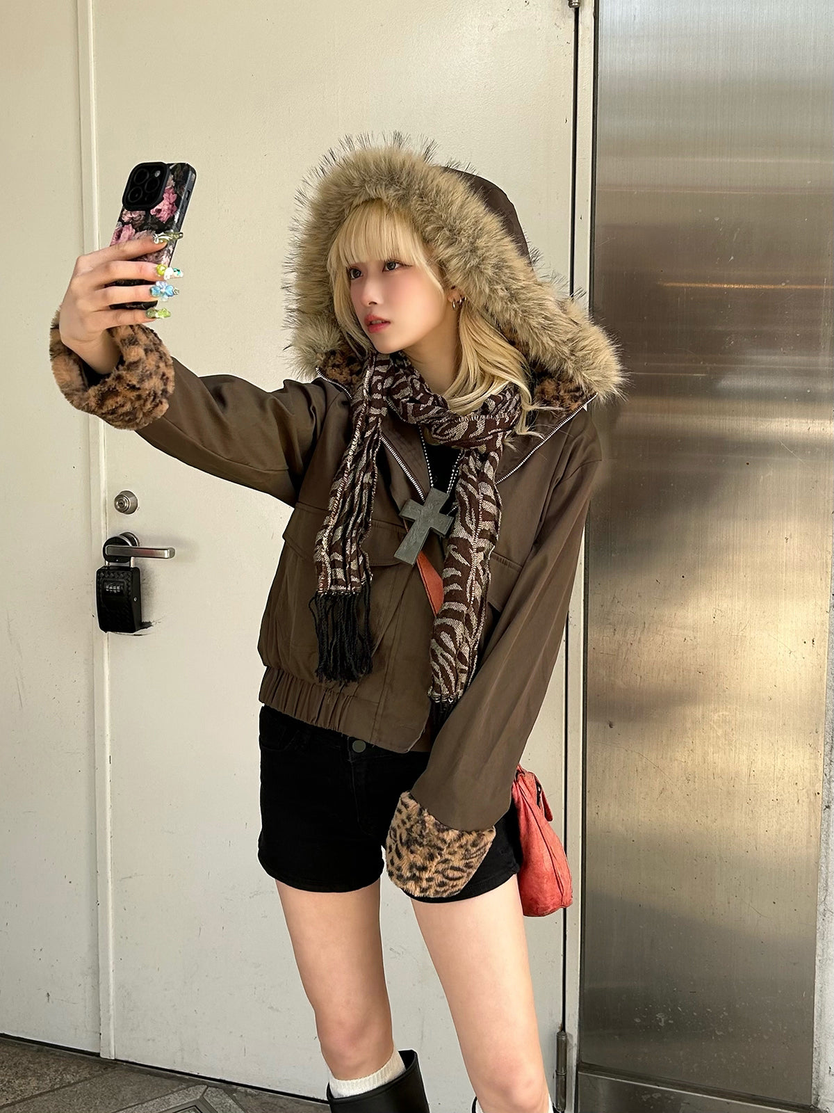 1/23★Size, Photo Leopard Fur Touch Blouson