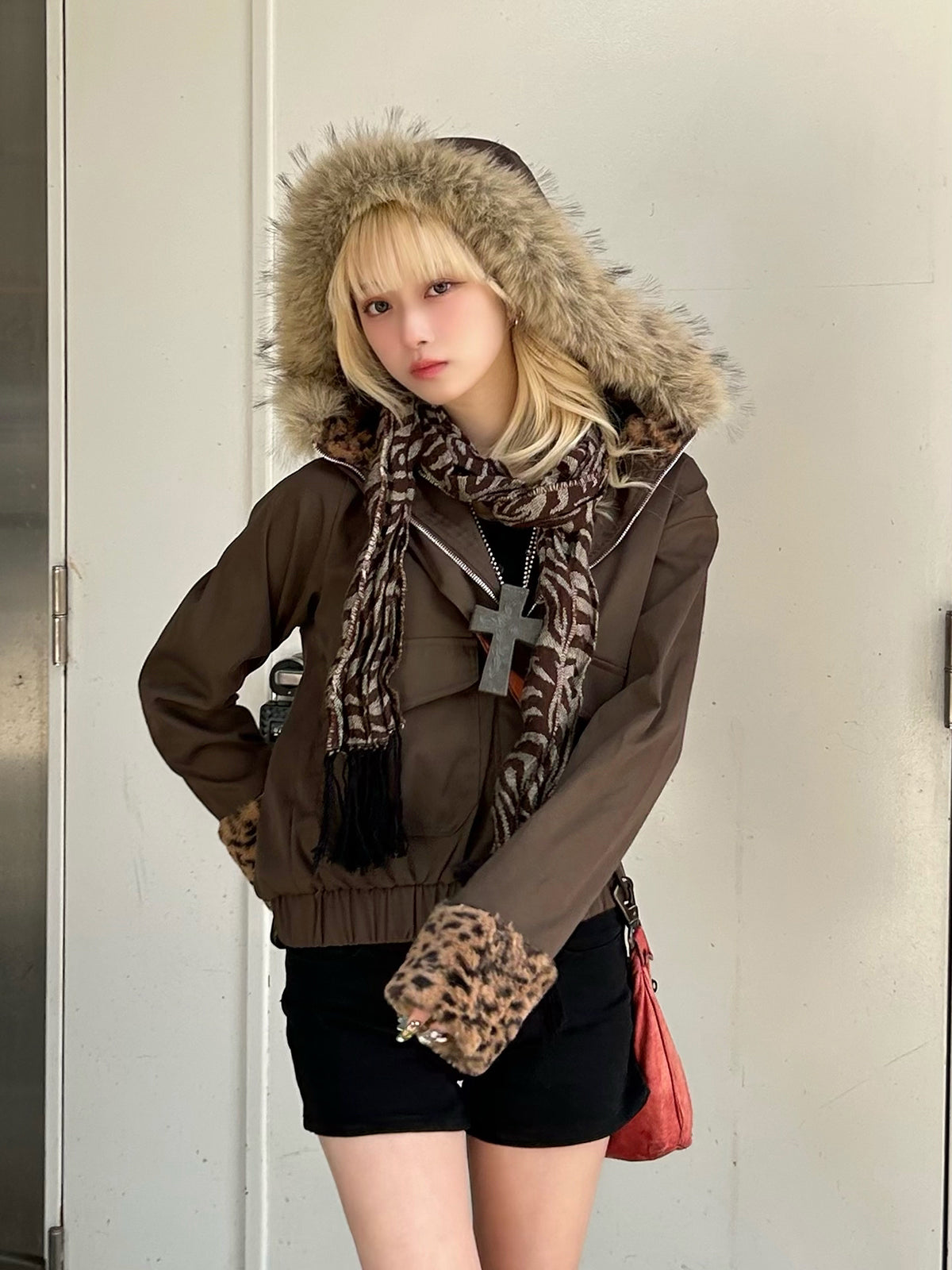 1/23★Size, Photo Leopard Fur Touch Blouson