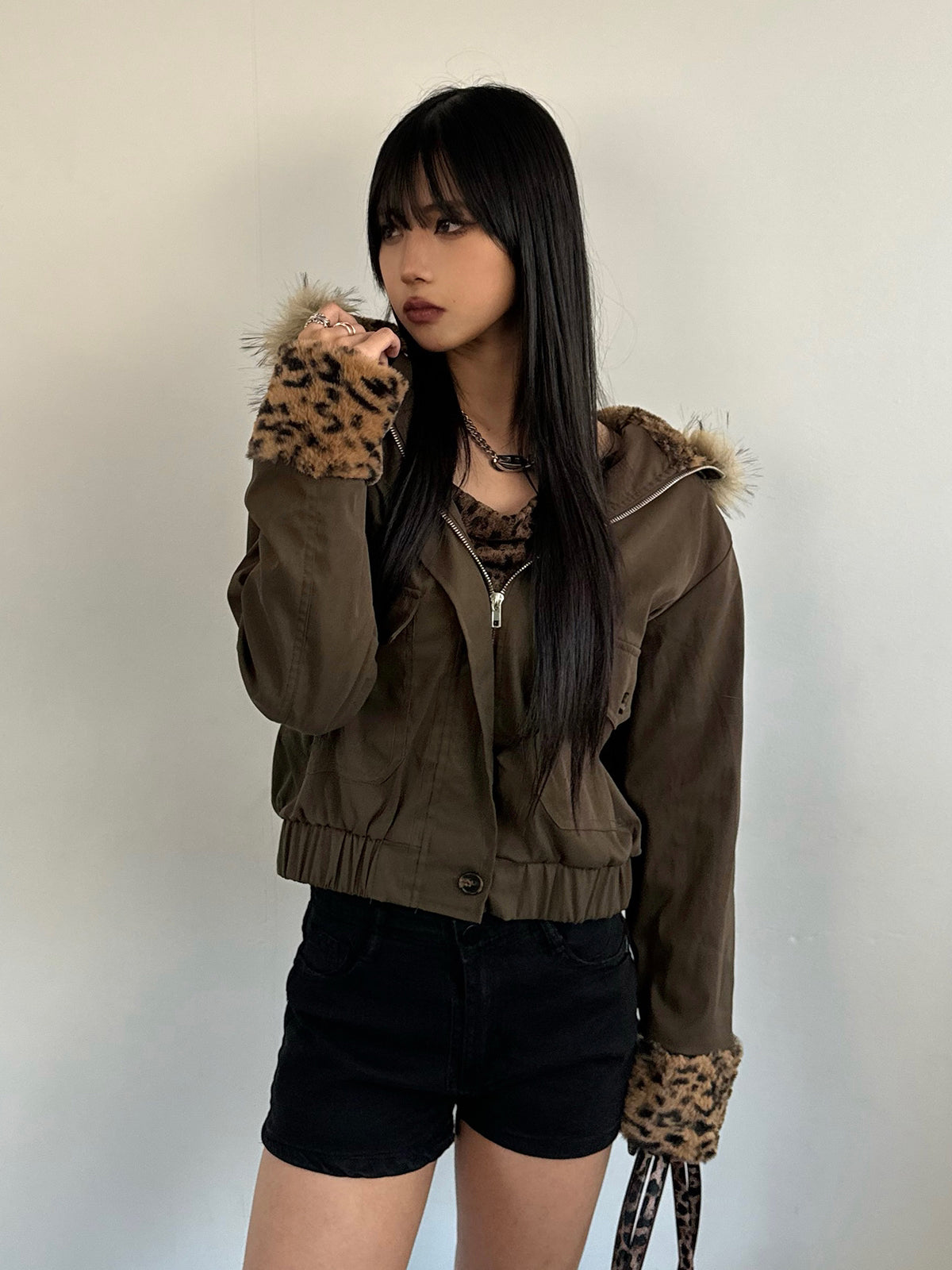 1/23★Size, Photo Leopard Fur Touch Blouson