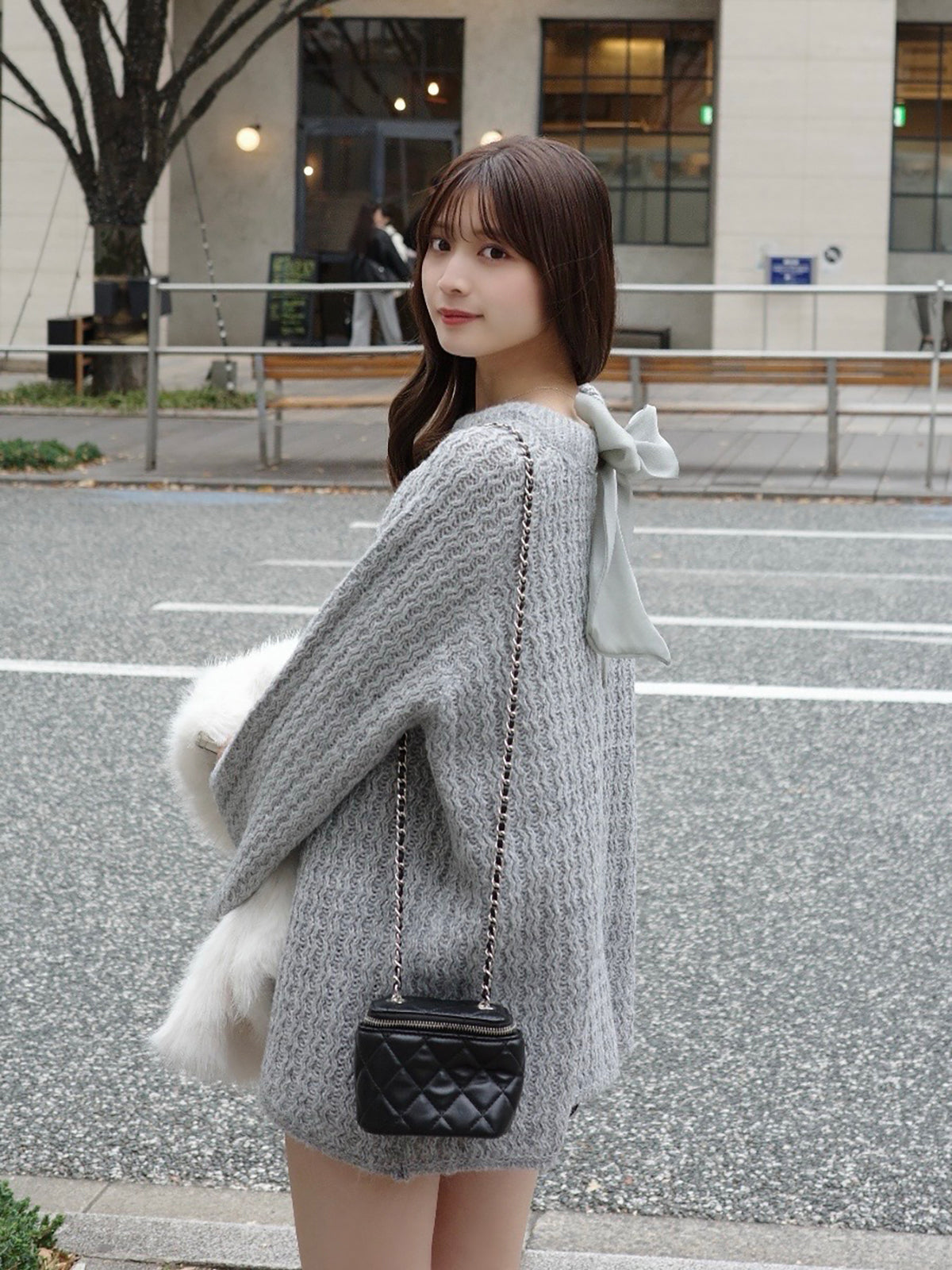 12/11★Size 蕾丝蝴蝶结宽松亮片针织衫