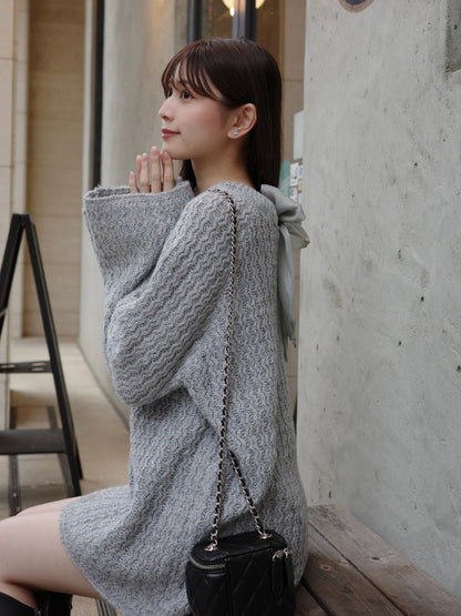 12/11★Size 蕾丝蝴蝶结宽松亮片针织衫