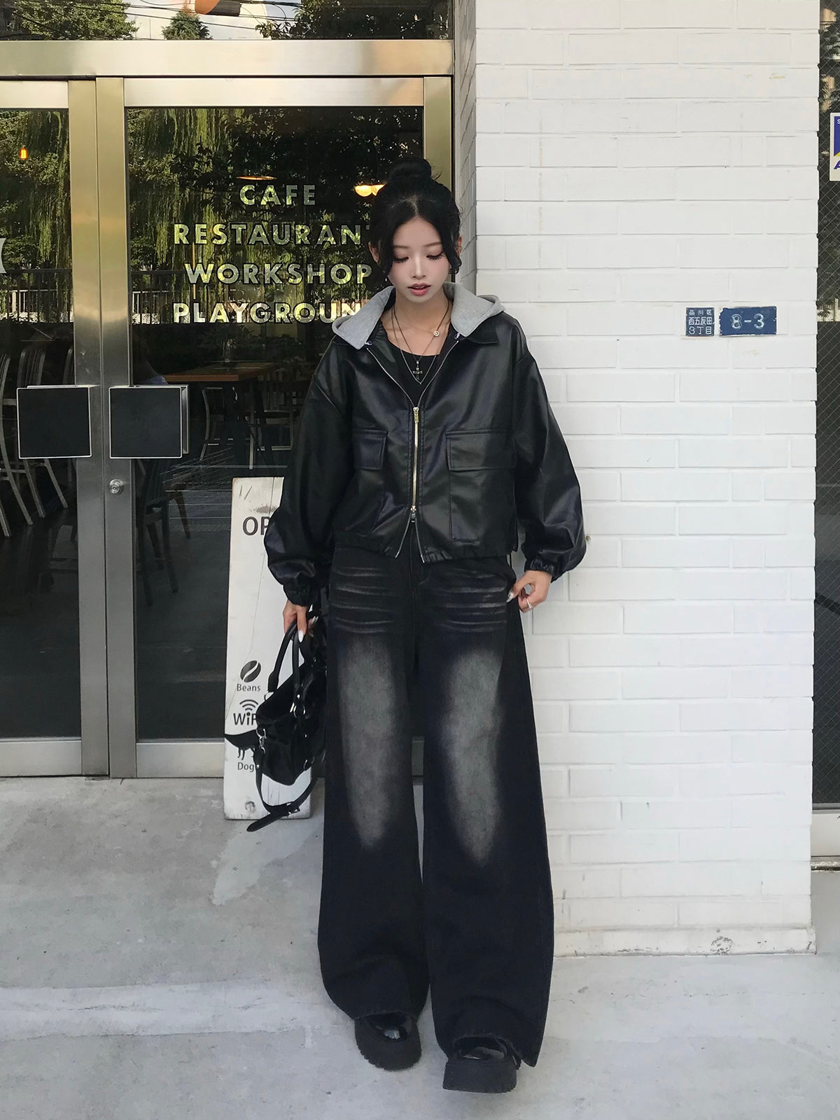 フーディーレザータッチジャケット – ANDOR ONLINE