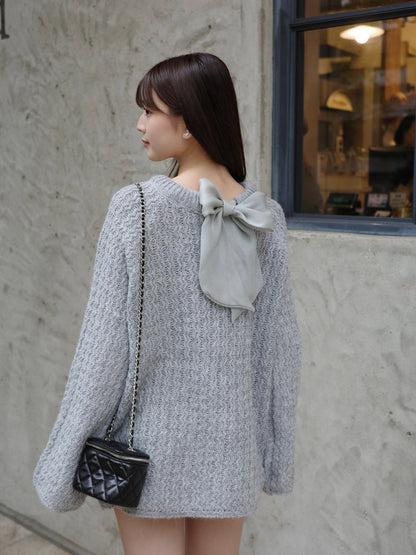 12/11★Size 蕾丝蝴蝶结宽松亮片针织衫