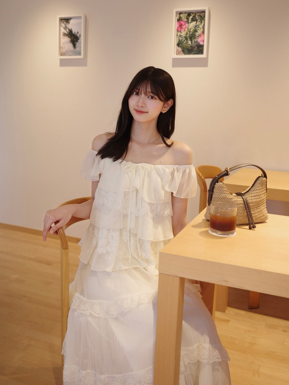 レースプリーツティアードチュールスカート