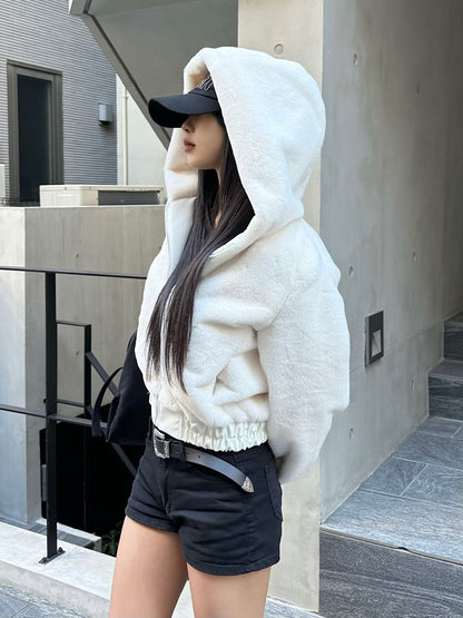 Faux Fur Touch Hoodie Blouson