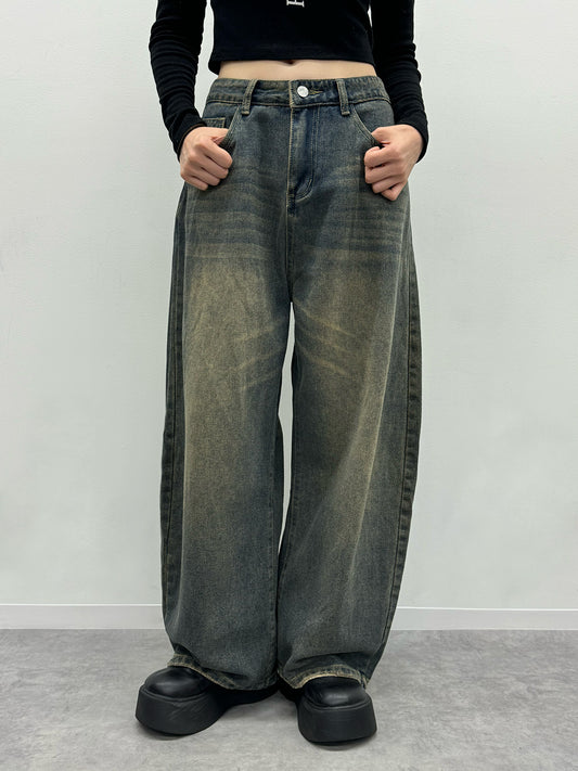 ヴィンテージブラウンウォッシュデニムパンツ