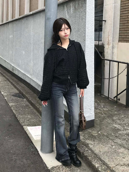 グリッターツイードダブルジップブルゾン