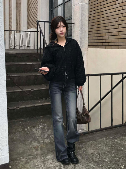グリッターツイードダブルジップブルゾン
