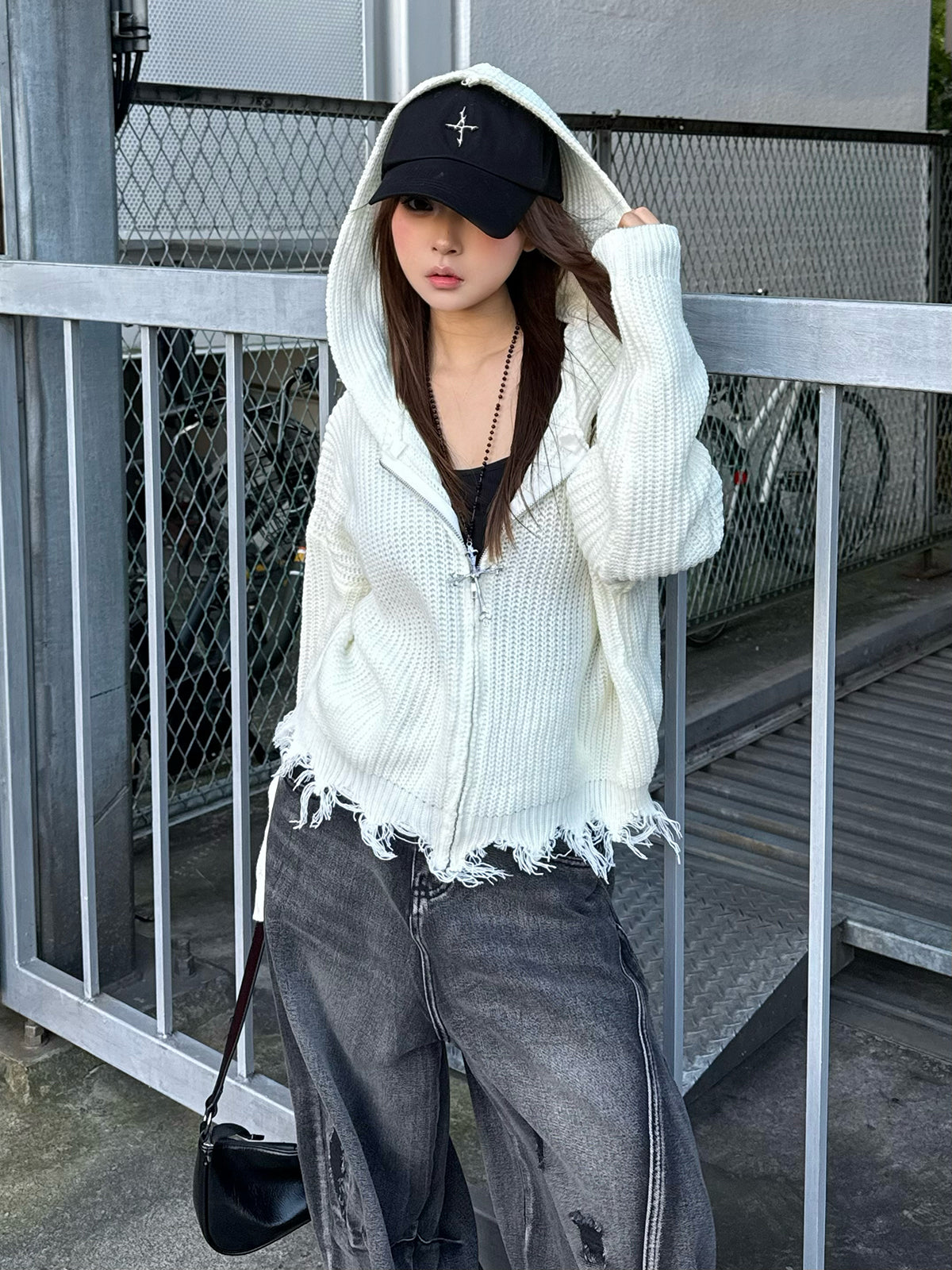 ダメージフリンジニットパーカー – ANDOR ONLINE