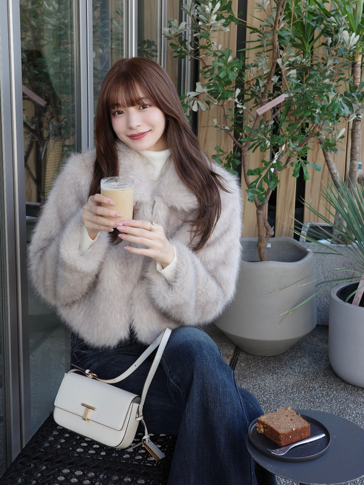 ファーライクカラーショートコート