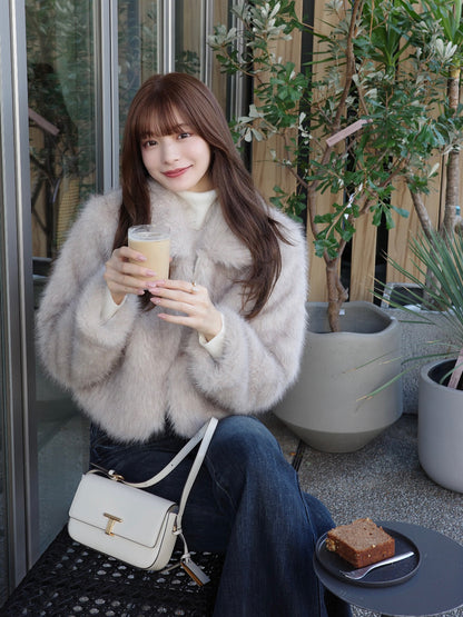 ファーライクカラーショートコート