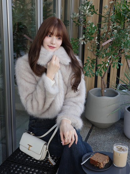 ファーライクカラーショートコート