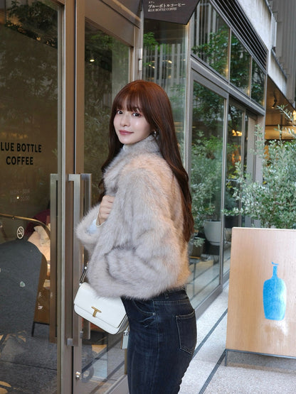 ファーライクカラーショートコート