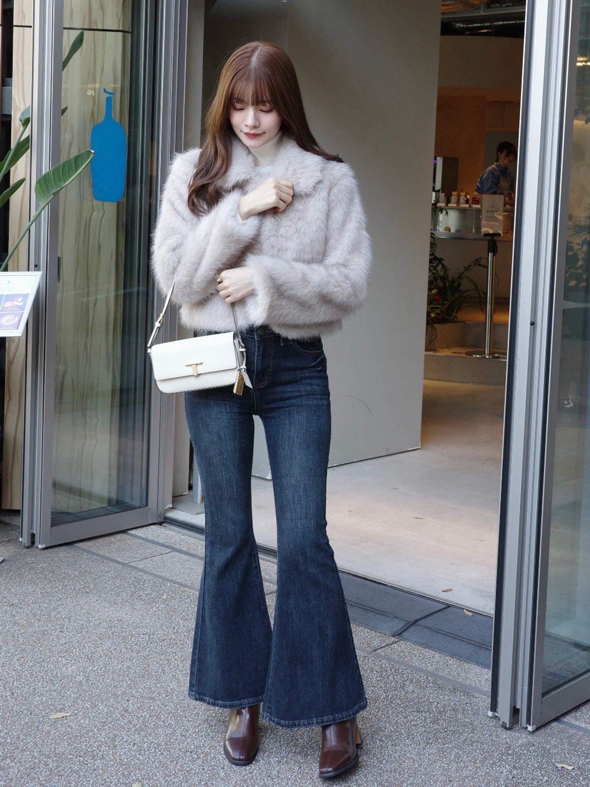 ファーライクカラーショートコート