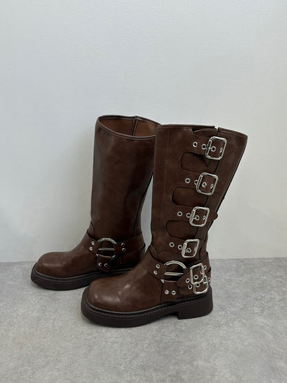 Belt design biker boots